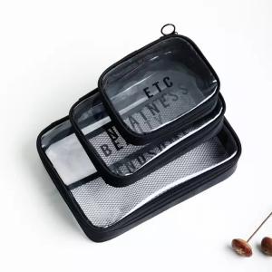 Quality Logo Print Portable Travel Transparent Clear PVC Cosmetic Bag wholesale