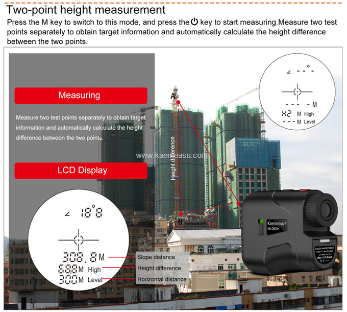 kaemeasu Laser Rangefinder Distance Measuring Water Proof Hunting Range Finder Telescope D1000