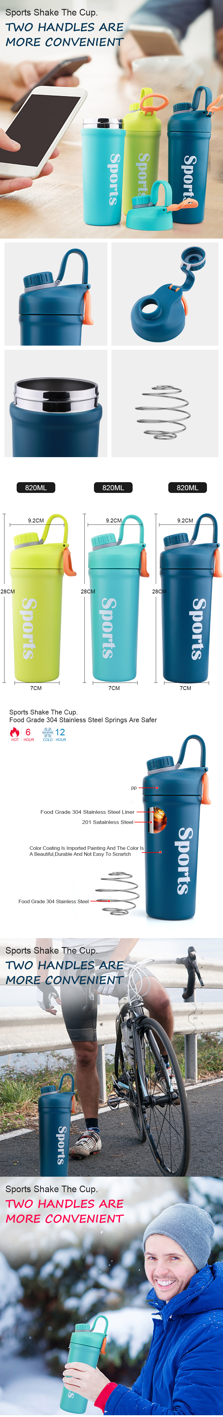 820ml Colorful and Healthy insulated Sports Water Bottle Stainless Steel Vacuum Flask Sports Shake The Cup