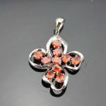 925 Silver Red Cubic Zircon Pendant Necklace (PSJ0227)