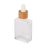 30ml 50ml 100ml Square Clear Glass Dropper Bottle Eco Friendly Bamboo Essential