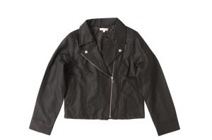 Quality Metal Zipper 100% Polyurethane PU Biker Jacket Womens Two Pockets wholesale