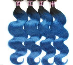 Quality Healthy Ombre Soft Blue Grade 8A Virgin Hair Extentions For Goddess wholesale
