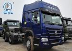 Blue 10 Tires Prime Mover Truck , High Cabin Howo Sinotruk 6x4 Tractor Truck