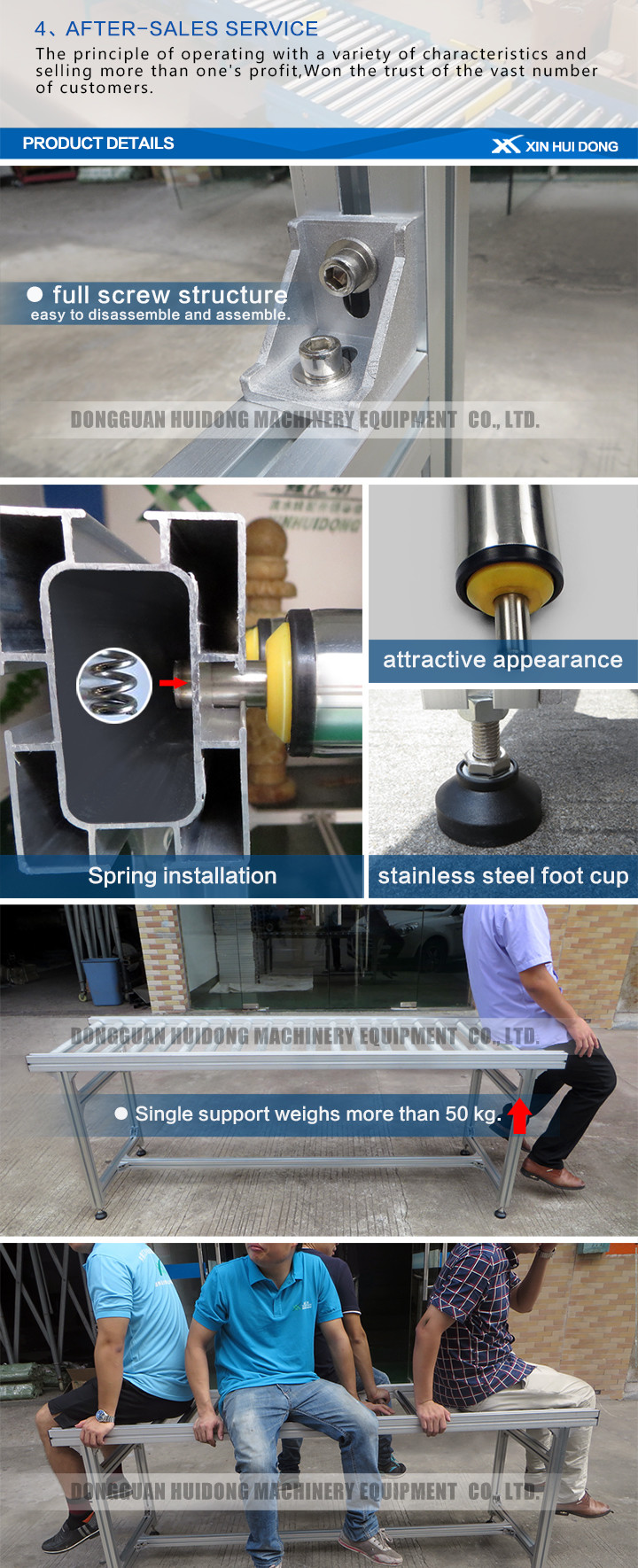 Manual Unloading Mini Roller Conveyor Fire Resistant For Transportation