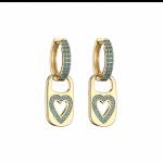 OEM Rainbow Heart Gold Pendant CZ Gold Plated Hoop Earrings