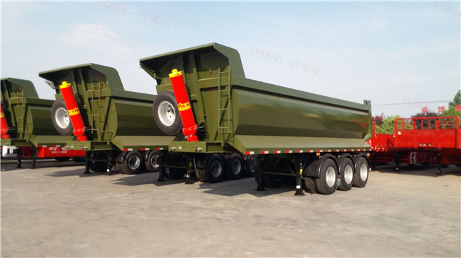 3 Axle U Dump Trailers , 40CBM Q345B Steel Frame Tractor Dump Trailer