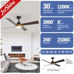 Smart remote control 52 inches 6 speeds MDF black ceiling fan with Metal body