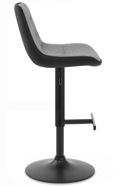 43xD41xH94-116cm Fabric Bar Stools Grey Velvet With Back With Adjustable And Swivel Black Leg
