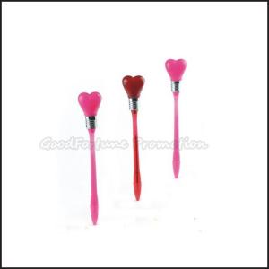 Quality Hot Sale Cheap Promotional printed logo led light Heart Shape ballpoint pen gift wholesale