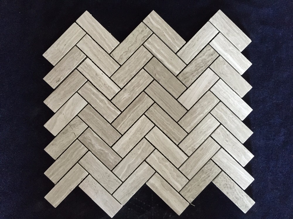 White Black Penny Grey Mosaic Floor Tiles , Various Patterns Stone Brick Mosaic Tiles