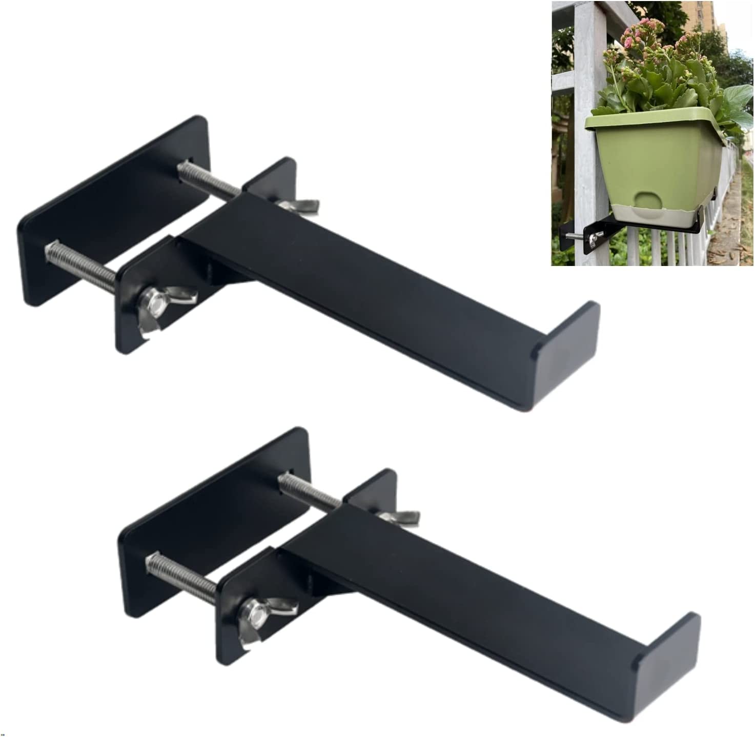 Outdoor Hanging Brackets for 6 Inch Planter Boxes Heavy Duty Iron Black Mounting Bracket