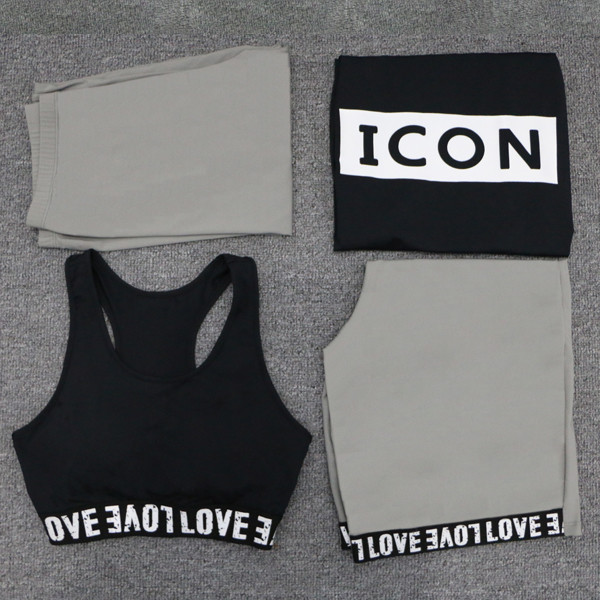 Womens Yoga Sets Five 5 Pieces Set Training Sports Sets Female Workout Clothes for Women Sportswear Gym Training Clothin