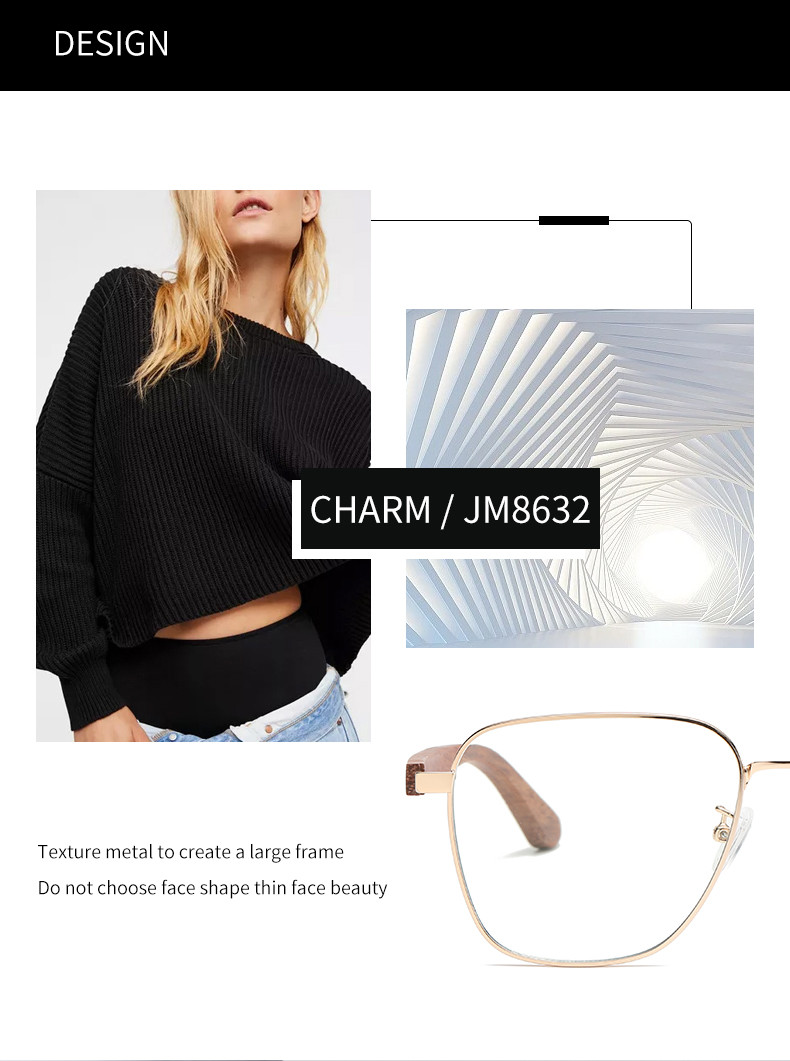 Men'S And Women'S Optical Metal Wooden Glasses Anti Blue Light Prescription