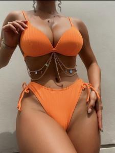Quality Solid Pattern Swimming Suits Bikini Style With Ruffles Ladies Swimming Suits Girls Swimwear wholesale