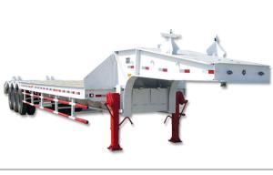 Quality 75 Tons 17m Lowbed Semi Trailer Truck , Tri - Axle Semi Flatbed Trailers wholesale