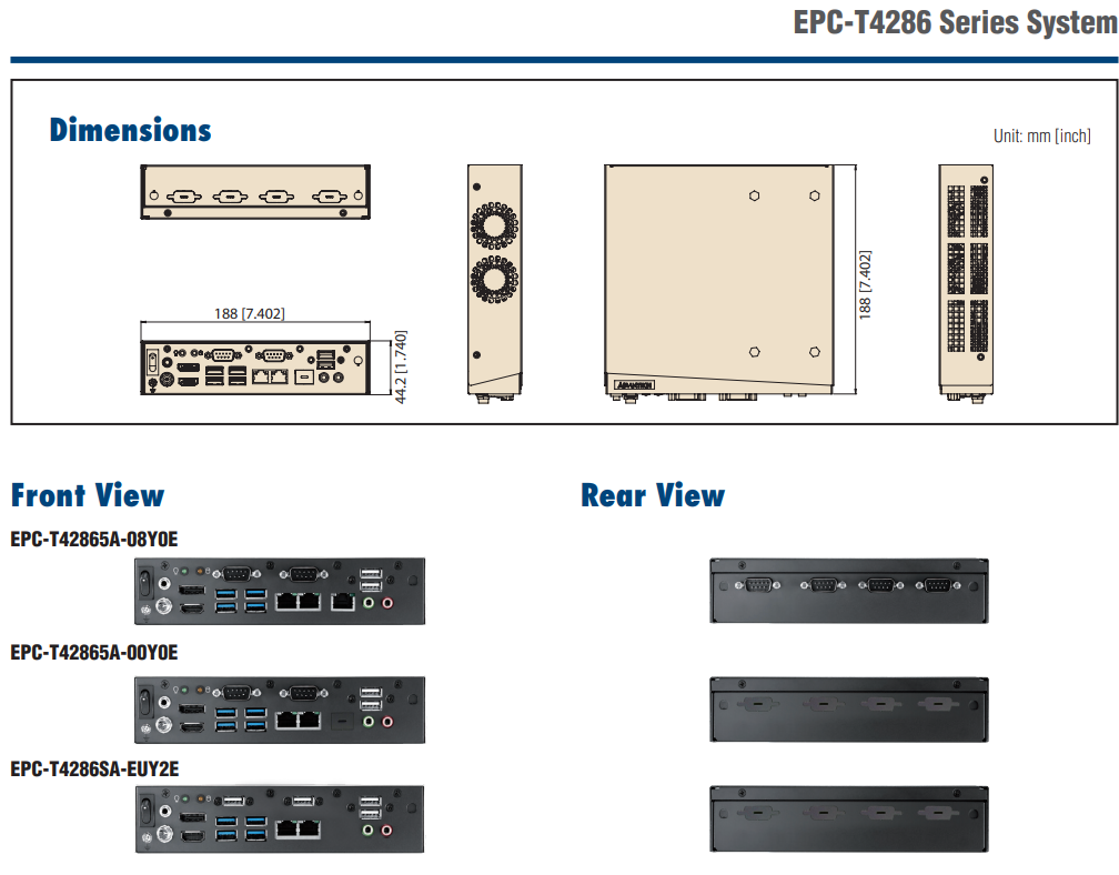 Advantech Embedded PCs EPC-T4000 SeriesEPC-T42865A-08Y0E ShipReady to