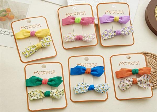 ins DIY girls accessories sweet floral fabric irregular bow duck mouth clip cute