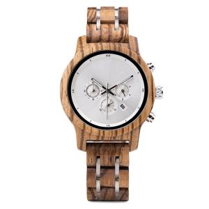 Quality Chronograph 20mm Luxury Wood Watches SGS Wooden Skeleton Watch Date Function wholesale