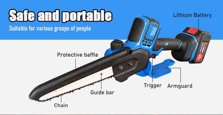 Efficient Electric 8'' Handheld Mini Chainsaw With Battery Power Source