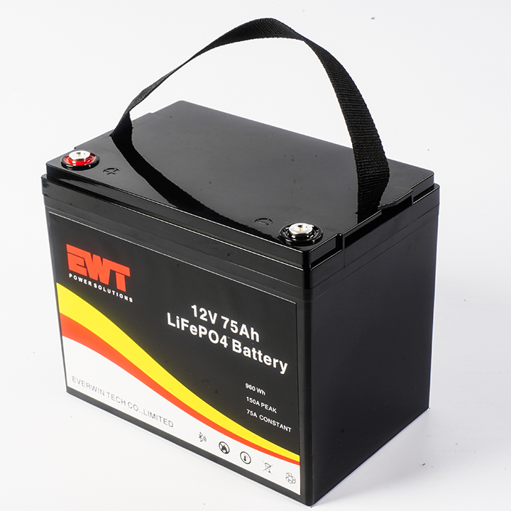 Solar 12V LiFePO4 Lithium Rechargeable Battery 12.8V 75Ah IFR32700 Lithium Iron Phosphate Battery