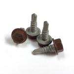 SS410 Cocoa Brown Color Painted Hex Flange Head Roofing Screws With Neoprene