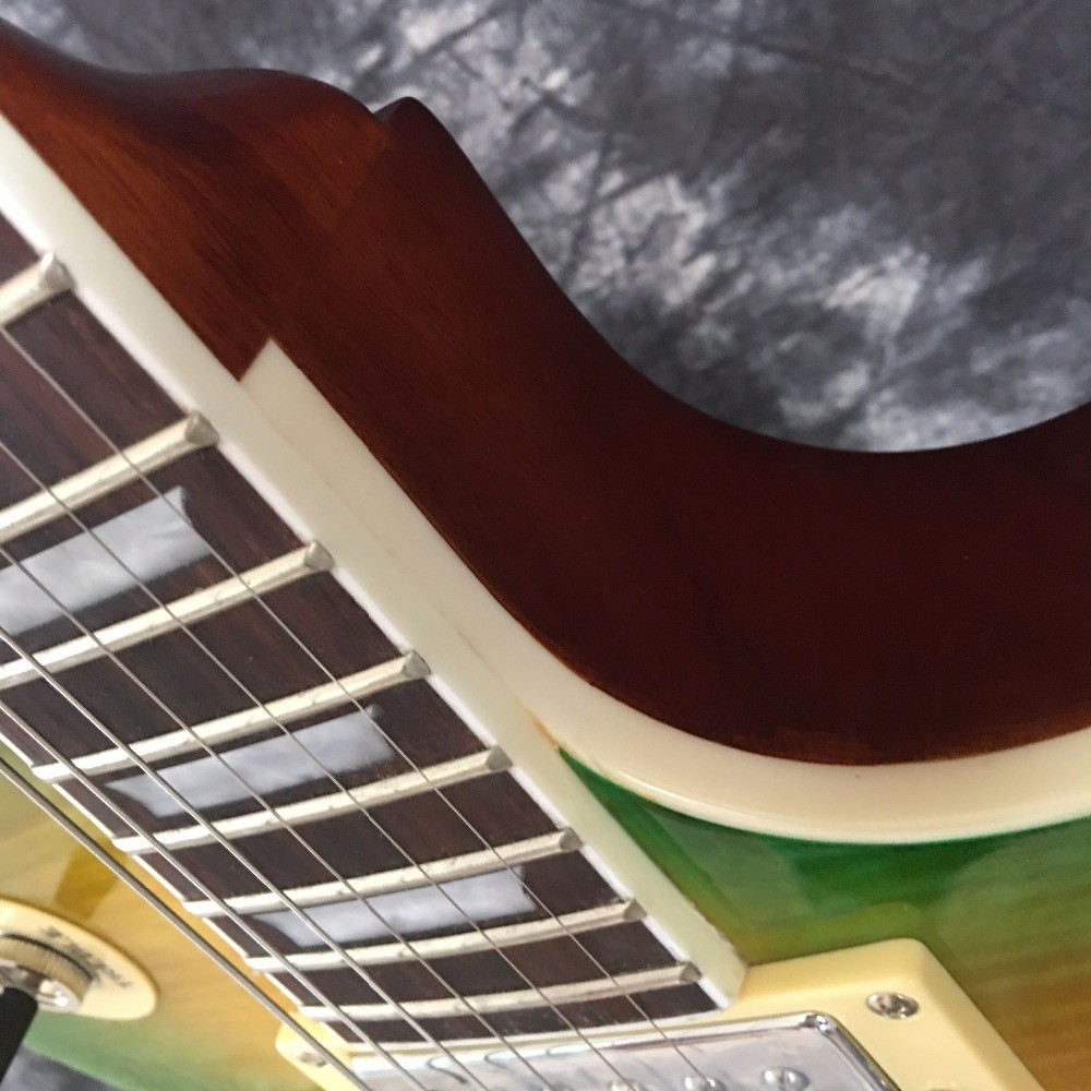 LP Custom Electric Guitar, Head and Body with Flaming Maple top