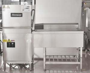 Quality Silver Rack Conveyor Dishwasher Freestanding 5KW Hood Type Dishwashing Machine wholesale