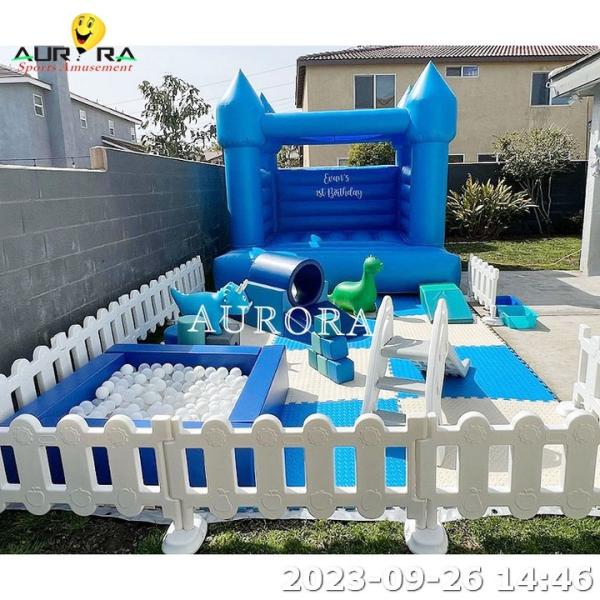 Inflatable Bouncing Blue Mini Castle Soft Play Equipment Area For Kids With