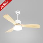 3 Color Led 48 Inch Solid Wood Ceiling Fan Remote Control Quiet