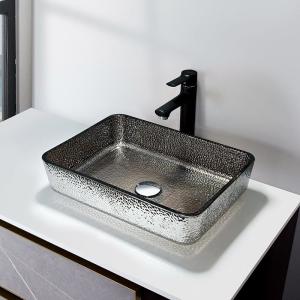 Quality Silver Chromed Rectangular Above Counter Sink Shinning Shallow Vessel Bathroom Sink wholesale