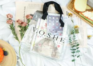 Quality Waterproof PVC Tote Bag , 30*35*12cm PVC Gift Bag With Logo / Black Handle wholesale