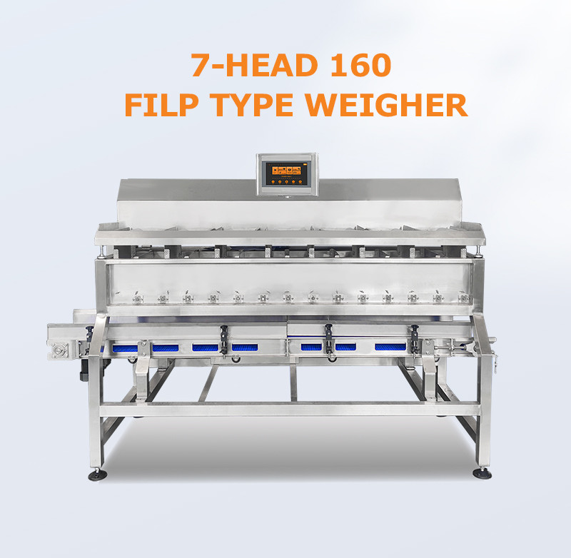 High Speed Sticky Materials Multihead Weigher 7 Head 160 Flip Type For Octopus Beef Slices