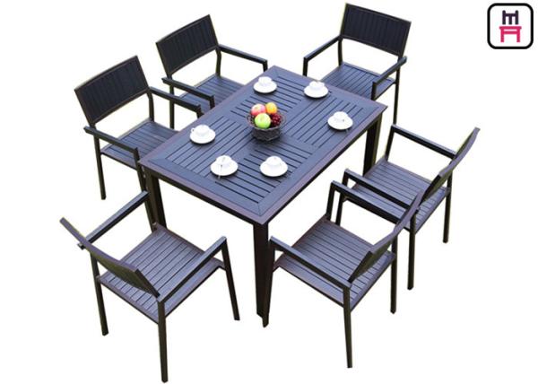 1 By 4 / 6 Outdoor Restaurant Tables Sets Plastic Wood Metal Frame Patio Dining