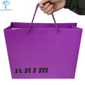 Quality Exhibition Purple Grey Cardboard CCNB Gift Bags With Handles Spot UV wholesale