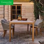 Waterproof Cushioned Teakwood Dining Chair Set for Modern Hotel Outdoor