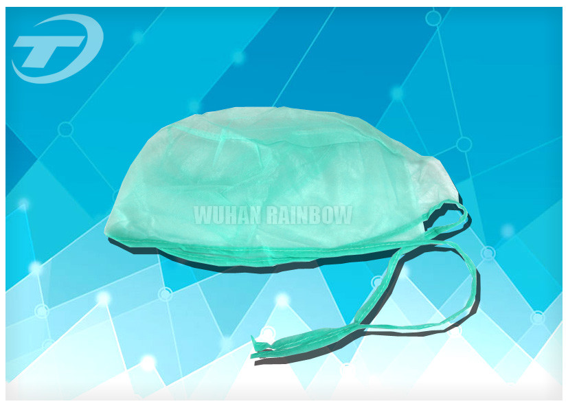 Blue Disposable Surgical Caps PP SMS For Doctor With Ties At Back 61*14cm