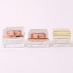 15g 30g 50g Clear Square Glass Cosmetic Jar with Rose Golden Lids Customized