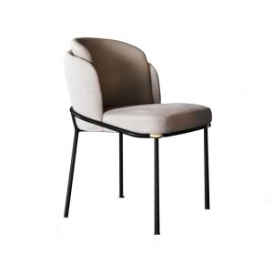 Quality Cream Linen Upholstered Dining Chairs With Metal Legs Double Back Conference Use wholesale
