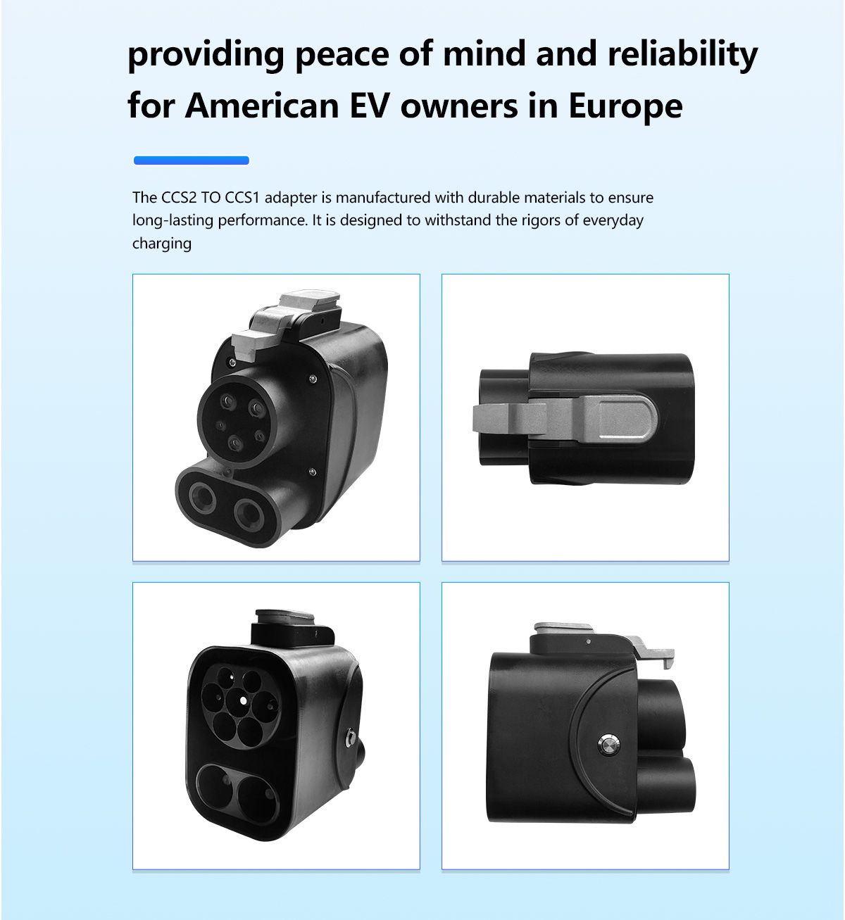 Portable Fast DC EV Charger Adapter for Electric Cars Input Voltage 1000 CCS2 to CCS1 Ev Connector Rated Power 250kw