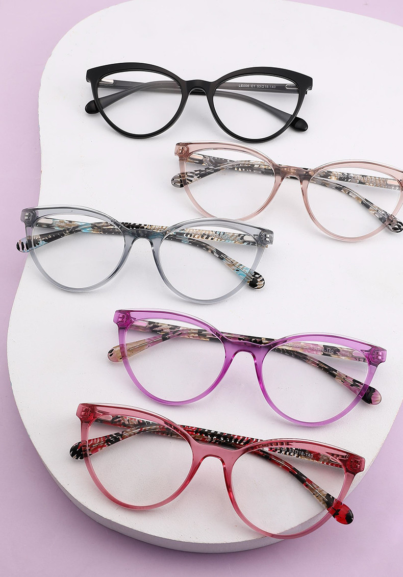 Chic Acetate Cat Eye Round Glasses Smooth Surface Non Polarized For Women