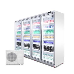 Quality With remote system Vertical glass door display showcase supermarket drink chiller refrigerator wholesale