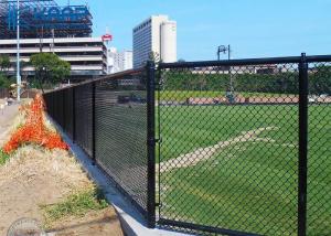 China Black Chain Link Gate , Chain Mesh Fencing Baseball Football Court Applied on sale