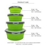 4pcs Round Silicone Folding Lunch Box 350 500 800 1200ML