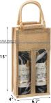 Double Window Two Bottles Burlap Jute Wine Bottle Bag Wedding, Party Favors,
