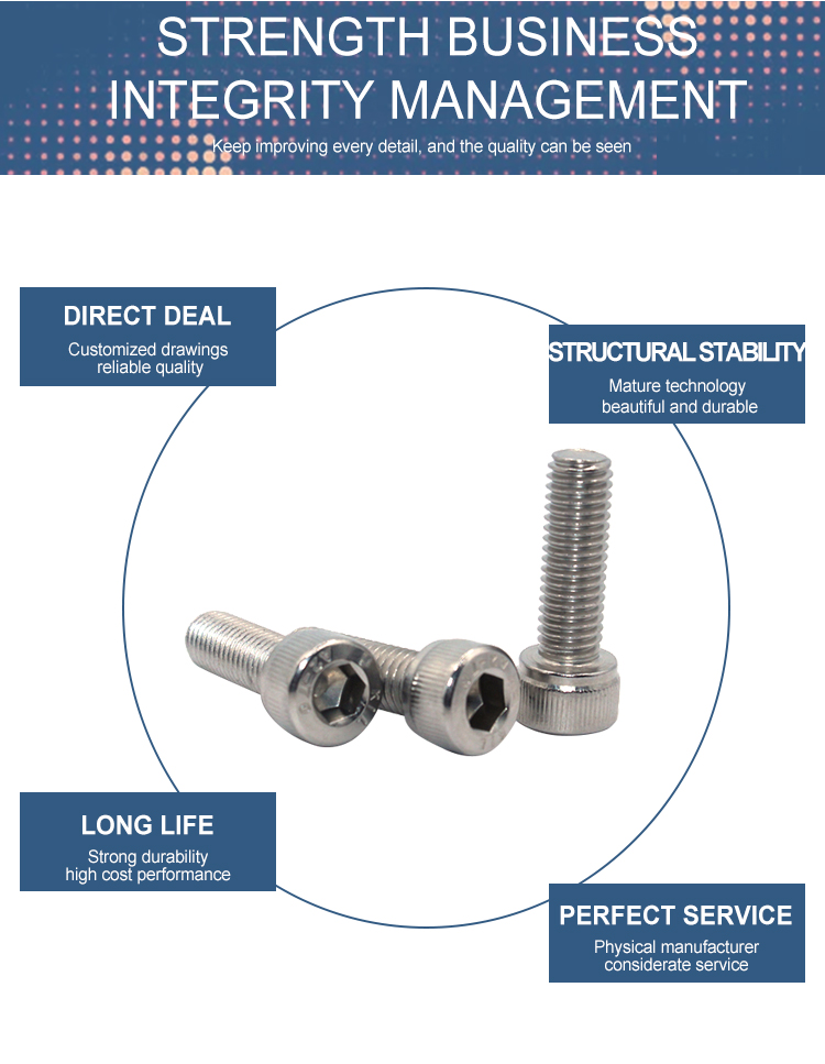 Hex socket head cap screws SS304 stainless steel DIN 912 bolts for OEM Customized Service