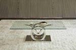 Seagulls Design Luxury Modern Glass Top Dining Table Set 4 Seater Stainless