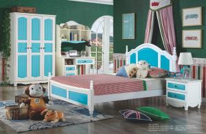 Quality modern blue solid wood teenager bed room furniture wholesale