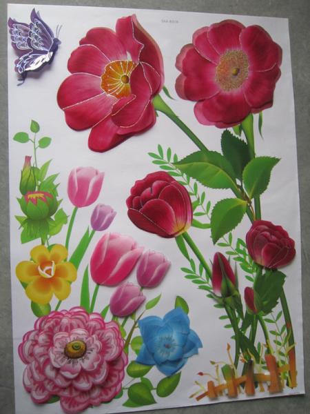 Non-toxic , Removable 3270 Flower Vinyl 3d Wall Decoration Stickers Used for