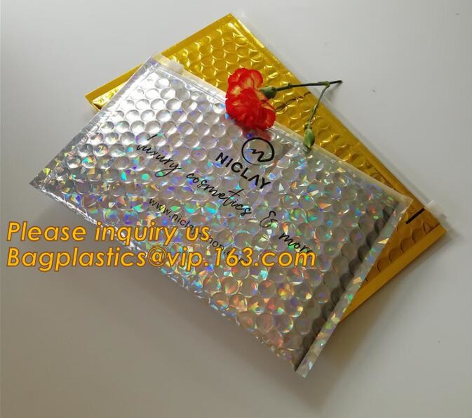 Cosmetic Pink Slider Padded Bag/Silver k Bag With Bubble,Padded Envelopes Cheap Aluminium Foil k Holographic